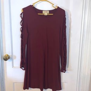 Maroon dress with detailed sleeves size small